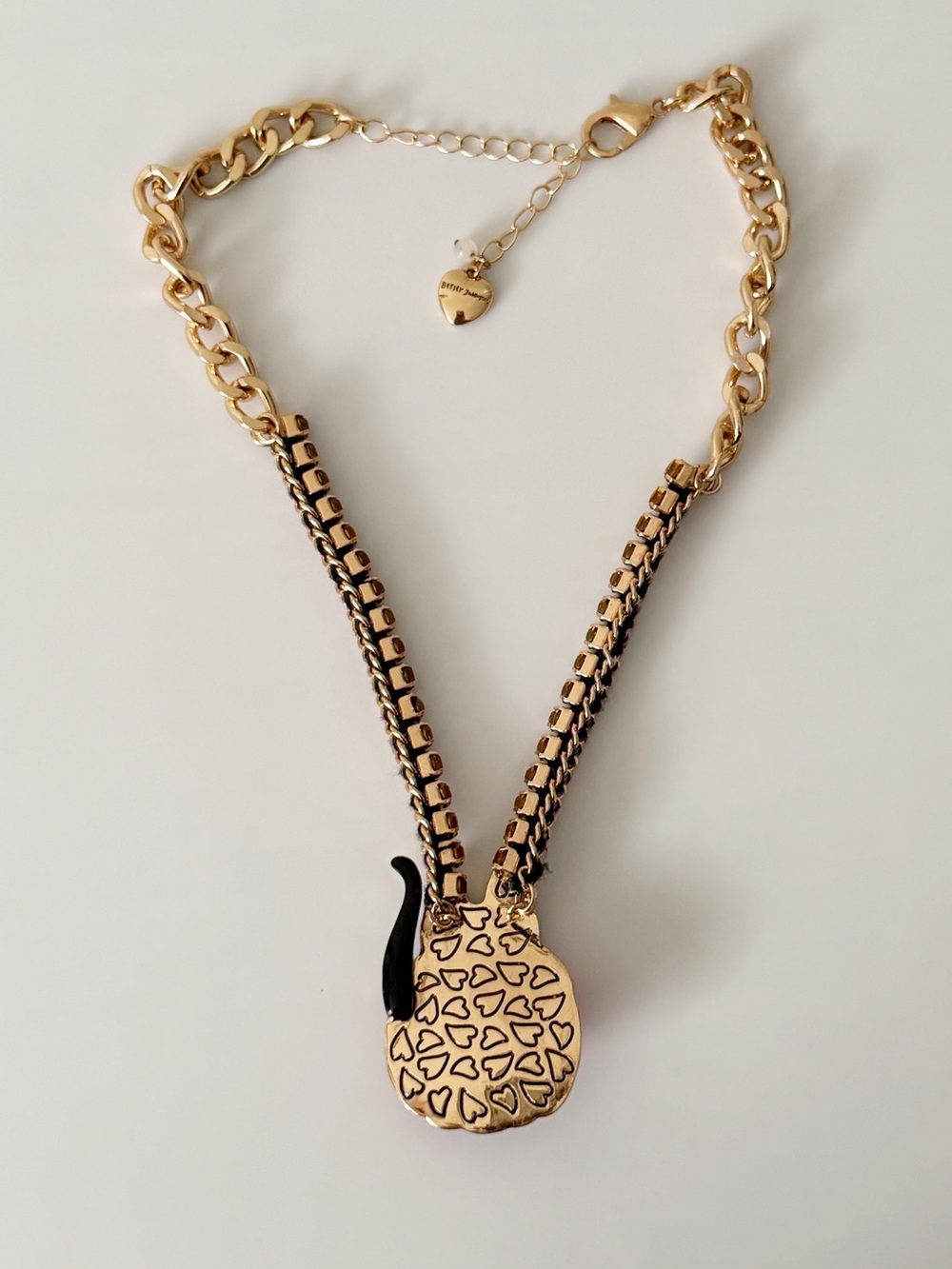 Betsey Johnson Cat Pink Pumpkin Gold Tone Halloween Statement Necklace - Picture 3 of 13